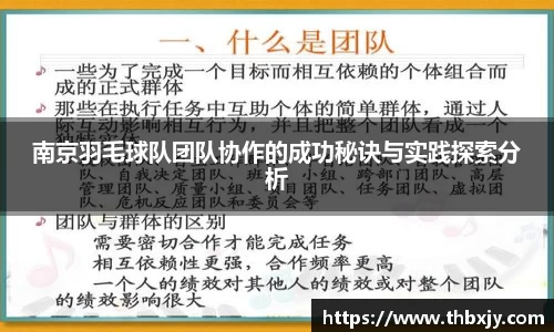 南京羽毛球队团队协作的成功秘诀与实践探索分析